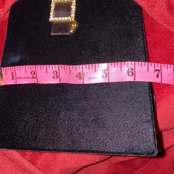 Jeanne Lottie  Vintage Black Velvet rhinestone details slim chain shoulder bag - Picture 4 of 11